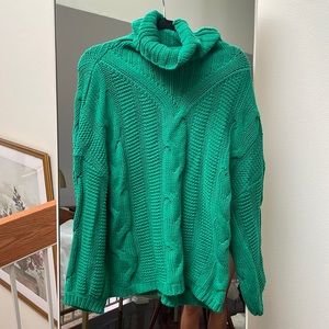 Oversized Green Cable-knit Sweater